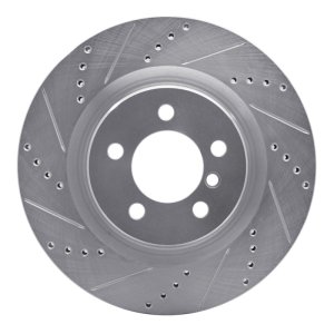 Land Rover Range Rover Brake Rotor (1) - Front Left - R1 Concepts - Drilled & Slotted - Silver - `06-`09
